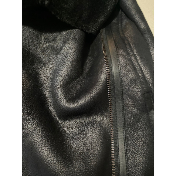 Women's Le Château Black Shearling Leather Jacket S - Picture 11 of 11